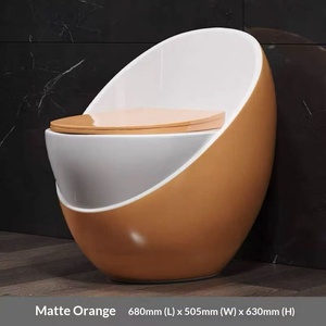 WC in Ceramica Tedesca, Design Moderno <span class=keywords><strong>e</strong></span> Semplice, Scarico a Sifone, Montaggio a Pavimento, Comoda Domestica Standard di Piccole Dimensioni - Product Image 2