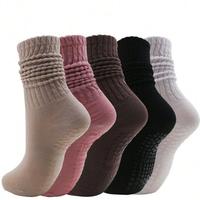 Chaussettes de yoga et de Pilates en tricot pour femmes, antidérapantes avec semelle en silicone, chaussettes de sport d'intérieur pour barre et entraînement