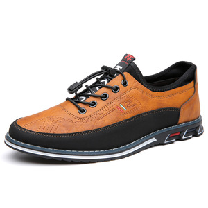 Chaussures pour hommes en cuir à lacets, bout rond, respirantes, semelle intermédiaire en EVA, semelle extérieure en caoutchouc, toutes saisons, usage décontracté - Product Image 3