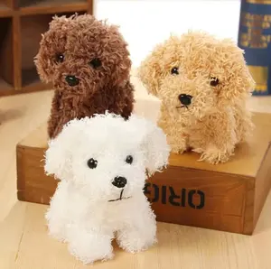 Factory Price Cute Brown White And Light Brown Puppy Stuffed Animals Small Doll Custom Soft Mini Toys Plush Dog Keychain