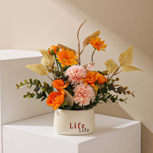 Arreglo de Flores Artificiales Kch, Flores de Seda y Plástico Mixtas, Decoración Realista para el Hogar, Adorno de Escritorio - Product Image 2