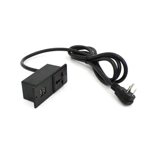 Toma de corriente Universal para ordenador portátil, toma de corriente individual con doble puerto USB para muebles