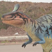Costume de dinosaure Cryolophosaurus animatronique grandeur nature de Zigong, réaliste, pour événements en extérieur, jardins, parcs d'attractions, maisons de jeux, centres commerciaux et événements FEC