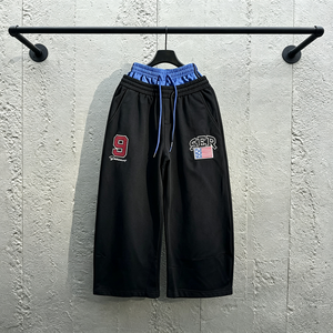 Shorts <span class=keywords><strong>de</strong></span> <span class=keywords><strong>basket</strong></span> rétro américains pour hommes, double couche, taille brodée numéro 9, noir, streetwear décontracté, pantalon <span class=keywords><strong>de</strong></span> survêtement - Product Image 4