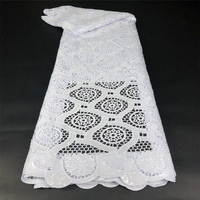 Tissu en dentelle guipure de haute qualité, blanc pur, broderie africaine, pour robes de mariée, de soirée et textiles de maison - Grande Vente