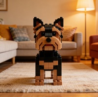 Modèle de Yorkshire Terrier en briques de plastique ABS fait main, échelle 1:12, couleur personnalisée, kit d'artisanat créatif pour l'interaction parent-enfant
