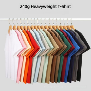 T-shirt décontracté pour homme, 100 % coton, coupe ample, manches courtes, respirant, couleur unie, 250 g, idéal pour l'été - Product Image 2
