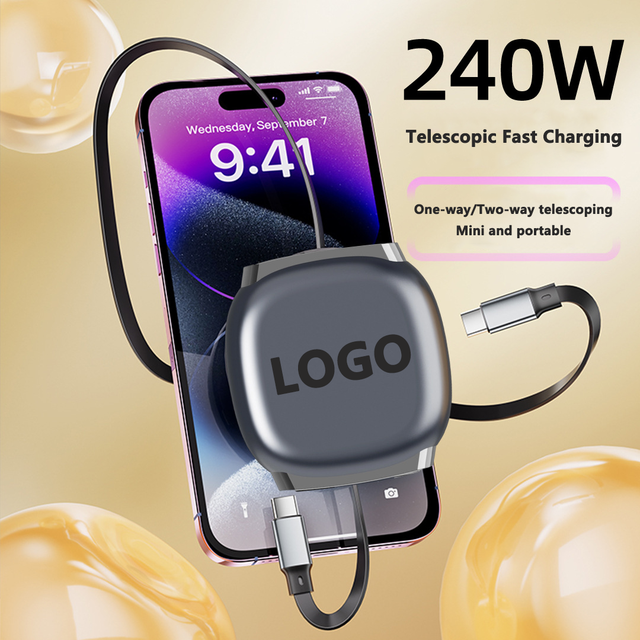 Promotional Gift 240W Fast Charging Retractable Type-C to Type-C USB Cable 1M for Mobile Phones Computer Printer & Earphone