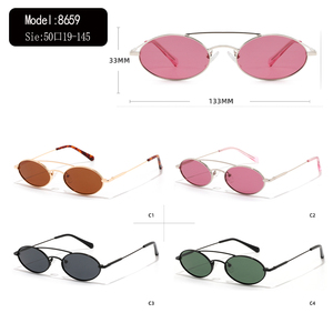 แว่นกันแดดโพลาไรซ์ทรงวงรีกรอบโลหะ UV400 แว่นตาแฟชั่นเลนส์สีชมพูสำหรับการเดินทางในชีวิตประจำวัน - Product Image 3