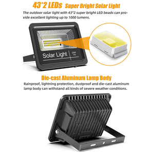 Projecteur LED Solaire Extérieur IP65 en Aluminium avec Détecteur de Mouvement 400W pour Jardin, Étanche, Vente en Gros - Product Image 5