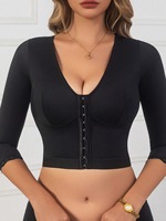 Gaine de compression post-partum pour femme, pour la poitrine et les bras, avec compression dorsale, resserrement mammaire, amincissante, attelle de bras, fermeture avant