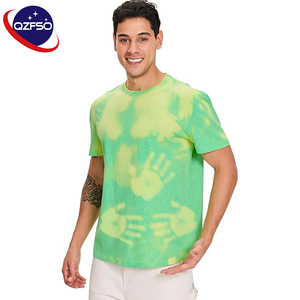 เสื้อยืด QZFSO แบบเปลี่ยนสีตามอุณหภูมิ เสื้อยืดกราฟิกเปล่าทรงใหญ่แบบครอปสำหรับผู้ชาย - Product Image 1