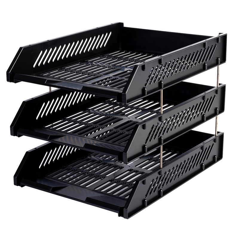 Plastic Office Desktop Organization Stackable 3 tier document tray File Trays document tray