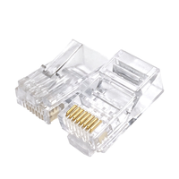 Conector de Red Ethernet Cat5e RJ45 UTP de 8 Pines, Transparente, Chapado en Oro, Directo de Fábrica