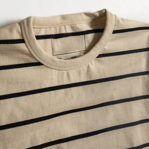 T-<span class=keywords><strong>shirt</strong></span> à manches longues rayé pour homme en coton 100% de haute qualité, logo personnalisé, col rond épais, style vintage décontracté - Product Image 5