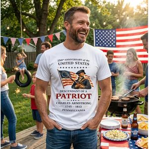Camiseta Descendant Of A Patriot, 250.º aniversario de EE. UU., 1776 2026, camiseta personalizada para hombre, camiseta de algodón de manga corta - Product Image 5