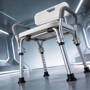 Silla de ducha de aleación de aluminio con altura ajustable y reposabrazos para discapacitados y mujeres embarazadas, para uso en el baño. - Product Image 3