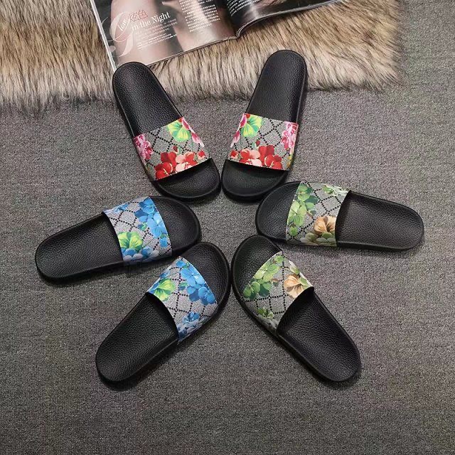 Dhgate Gucci Women Slide Women's Black Flat Rubber Sandals Stylish