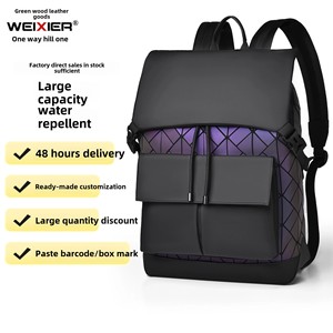 Large Capacity 15 Inch Laptop BackBags for Men New Waterproof Panelled PU Polyester Business Travel <b>Bag</b> - Product Image 5