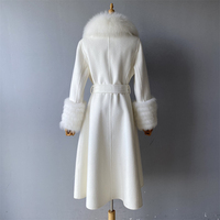 Manteau en laine double face Jxwatcher de luxe, nouvelle mode hiver, avec col et poignets en vraie fourrure de renard, style long, doux, personnalisé pour femme