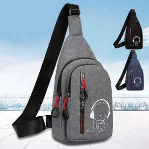 Men's Chest Bag Oxford Cloth Gray Black Blue Printing Fashionable Leisure Travel Crossbody Bag Multi Layer Outdoor Use - Product Image 1