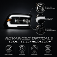 Kit de phares LED à trois lentilles pour Dodge RAM 09-18, avec bande argentée DRL et clignotant ambre, fabrication Nafu