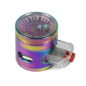 Grinder New Pelangi Dadu Desain Laci Ramuan Penggiling 4 Bagian Merokok Seng Logam Logo Kustom Merokok Tembakau Ramuan Penggiling