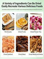 Commerciële automatische fruit- en groentedroger, 80 draaibare trays, 304 roestvrij staal, regelbare temperatuur, hoge productiviteit