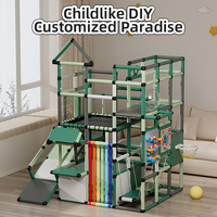 Équipement de terrain de jeu intérieur, mur d'escalade éducatif avec toboggan, panneaux de connexion, structure d'escalade pour enfants