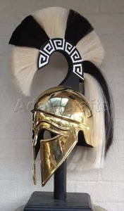 Casco corintio griego medieval, casco espartano, acero calibre 18, recubierto de latón, casco corintio antiguo chapado en negro y blanco - Product Image 6