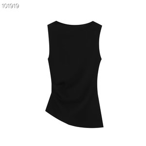 Haut froncé jaune pour femme, collection été 2026, débardeur asymétrique décontracté pour la plage - Product Image 4