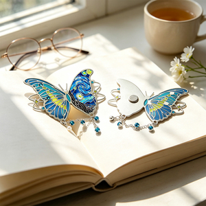 Marcapáginas con logotipo grabado con láser personalizado con forma de mariposa, marcapáginas de vidrieras de Metal moderno antiguo para leer, juego de regalo a granel - Product Image 1