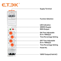 Relais temporisé miniature ETEK EKR8-541TH0016 16A 4 boutons SPDT 12-240VAC/DC scellé protéger la caractéristique
