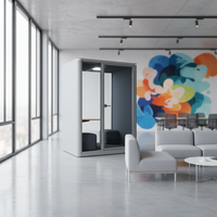 Cabina de Grabación Insonorizada de Aluminio Multifuncional y Duradera UNIBOOTH para Oficinas, Edificios, Hogares, Hoteles, Diseño Moderno, Móvil