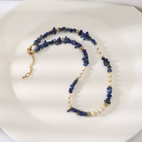 Collier et Bracelet Perles Baroques en Lapis Lazuli et Zircon Style Rétro Noble – Bijoux Exquis pour Clavicule – Idée Cadeau pour Mère, Épouse, Petite Amie