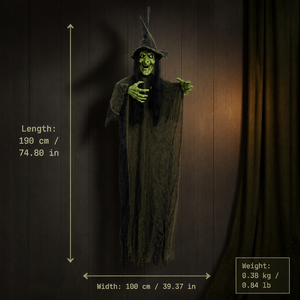 SIPKLR Décoration d'<span class=keywords><strong>Halloween</strong></span> 75'' : Sorcière et Fantôme Animés Suspendus avec Yeux Lumineux et <span class=keywords><strong>Musique</strong></span> <span class=keywords><strong>pour</strong></span> Décoration de Maison Hantée - Product Image 5
