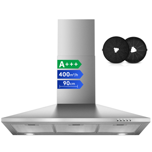 <span class=keywords><strong>Hotte</strong></span> aspirante 90 cm à <span class=keywords><strong>recirculation</strong></span>, A+++, avec filtre à charbon actif pour <span class=keywords><strong>extraction</strong></span>/<span class=keywords><strong>recirculation</strong></span> <span class=keywords><strong>et</strong></span> LED - Product Image 1
