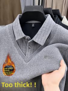 メンズスリムフィット長袖ポロカラーTシャツ春と秋のカジュアルゴルフ用ストリートウェア - Product Image 3