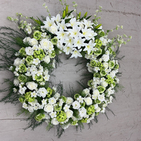 Kondoleenzblumen für Friedhöfe Grabstein-Dekoration Künstlicher Weißer Kranz Trauerblumen-Arrangement