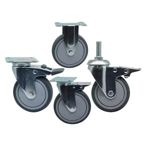 Universal General Plate Type Gray Tpr Trolley Wheel Casters