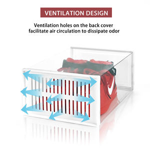 그레이 12 팩, 서랍과 뚜껑이 있는 투명 플라스틱 쌓을 수 있는 신발 보관함, 침대 신발 보관 용기 아래 - Product Image 5