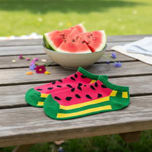 Watermelon Slice Floral and Animal Embroidered Ankle <b>Socks</b> Breathable Nylon with Custom Logo One Size Daily Use - Product Image 3