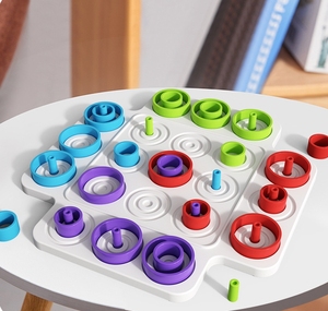 Interactieve Desktop Game Ring Toss Tic Tac Toe Plastic Kleur Cognitie Educatieve Puzzel Voor Vroege Kinderjaren Stapelen Strijd - Product Image 4