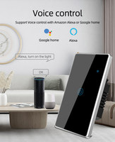 Interrupteur intelligent tactile en verre avec cadre métallique LangYeao, 1/2/3/4 voies, norme américaine, Tuya WiFi, 4 couleurs, compatible avec Alexa Google Home