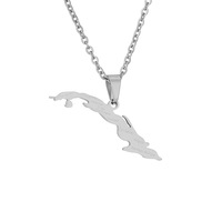 Venta al por mayor logotipo personalizado metal acero inoxidable fiesta Cuba país Mapa collar