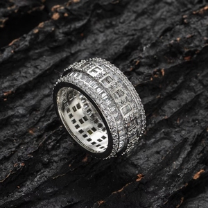 Hip-Hop Großhandel Luxus Vergoldeter CNAS-Zertifizierter Bling CZ Messing Kubischer Zirkonia Iced Out Baguette-Ring für Männer - Product Image 2