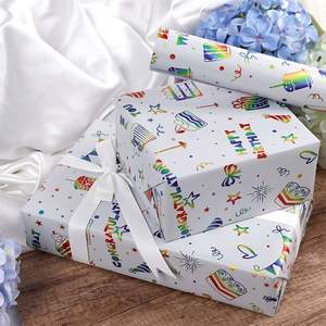 Factory Wholesale 80g Birthday Custom Luxury 43cm X 3m Metallic <b>Paper</b> <b>Roll</b> <b>Wrapping</b> <b>Paper</b> for Packaging - Product Image 6