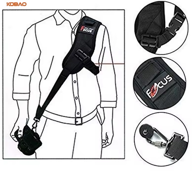 KDBAO High Quality Focus F1 Rapid Single Double Shoulder Sling Belt Neck Strap Adjustable for Camera SLR DSLR Black