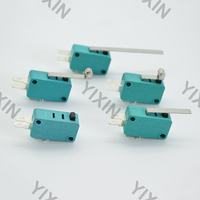 Micro-interrupteurs 16A 250V 125V 3 broches SPDT, micro-interrupteur 28mm 52mm, interrupteur tactile à levier à rouleau, vert