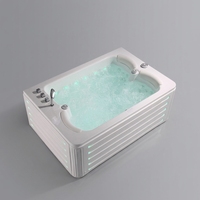 Bañera de Hidromasaje Moderna, Independiente, Rectangular, de Acrílico, en Blanco y Negro con Detalles Dorados, con Drenaje, Ecológica, para Interiores/Exteriores